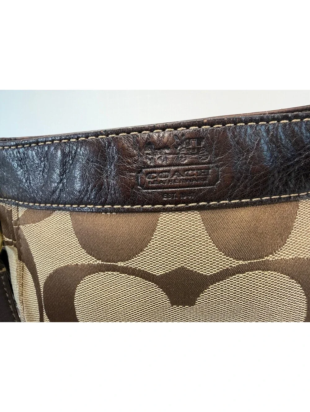 Coach | Signature Jacquard Leather Buckle Shoulder Bag | Brown with Brass